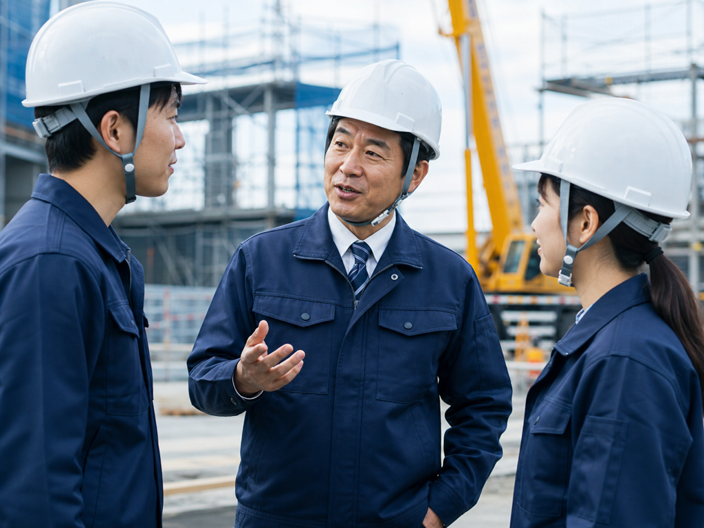 現場で語り合う経営者と若手